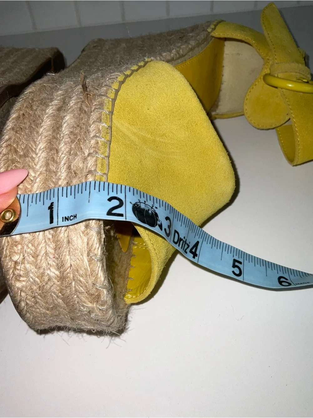 Marc Fisher Yellow Suede Espadrille Wedge Sandals